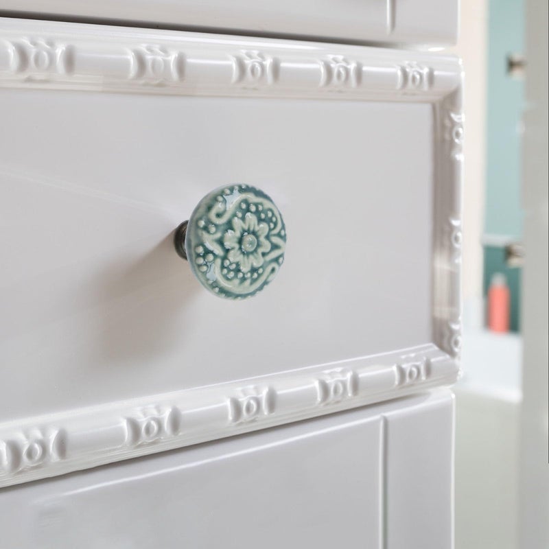 Geesatis 10 pcs Decorative Knob Ceramic knobs Drawer Cabinet Pull Handle Knobs Furniture Decorative Pull Tool with Mounting Screws, Green, 1.4 inch Diameter - Image 4